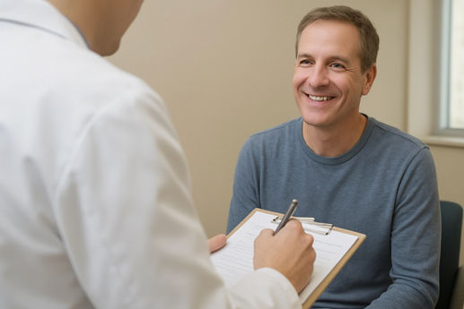 Doctor and patient in consultation, discussing health issues. 