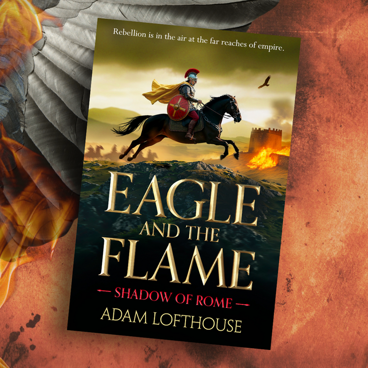 Ancient Roman eagle standard and torch
