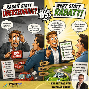 💰 Gute Verkäufer verkaufen den Wert. Schlechte Verkäufer verkaufen den Rabatt.