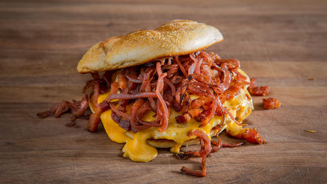 FRIED EGG BACON EGG AND CHEESE SANDWICH
