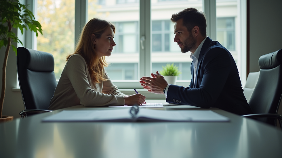 Eye-level view of a financial advisor explaining investment options to a client
