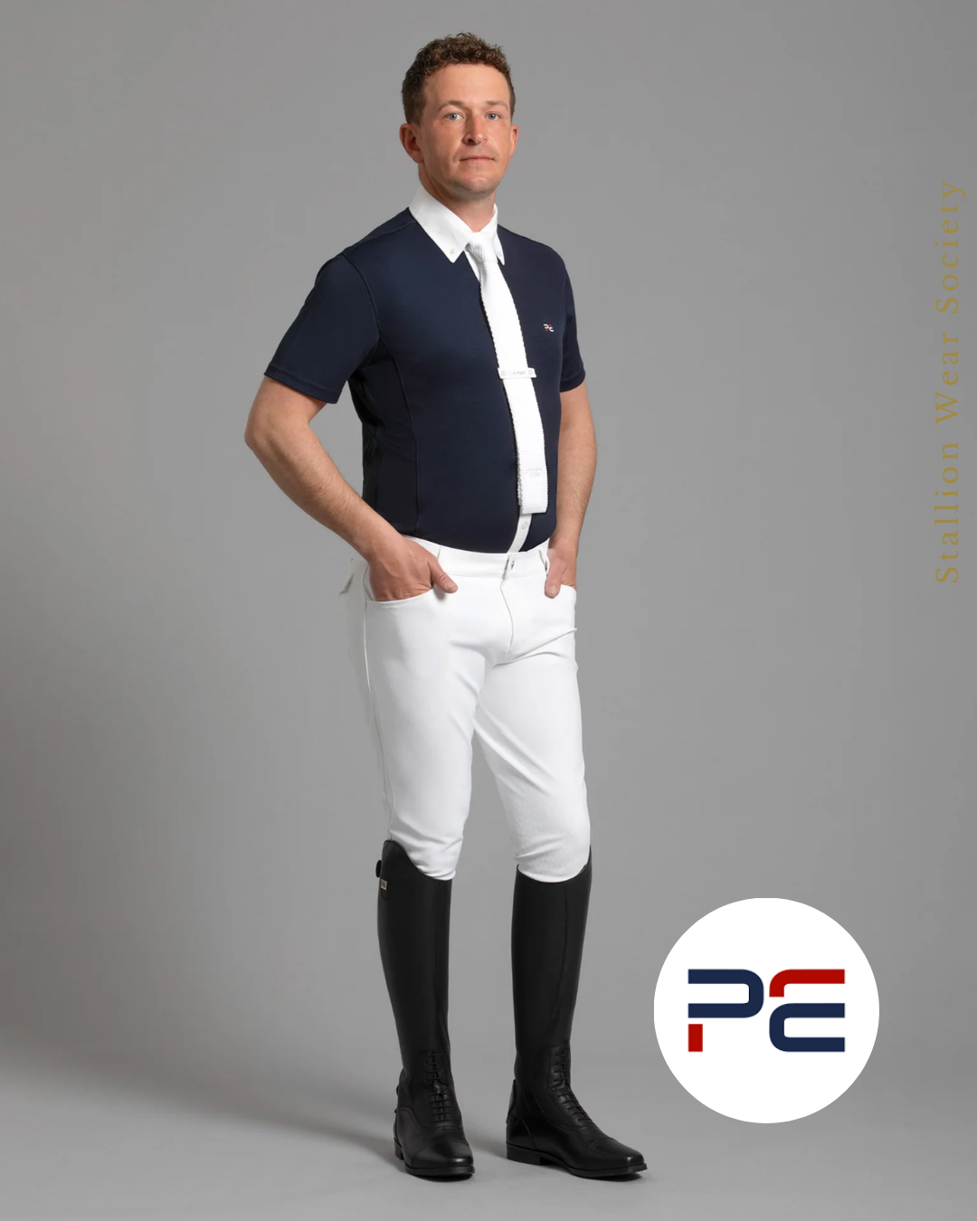 PREMIER EQUINE | Antonio Men's Short Sleeve Show Shirt in Navy
