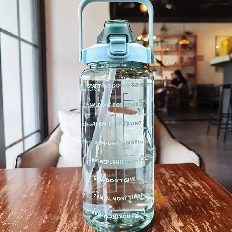 Miniature : 2 Liters Plastic Kettle Large Portable Travel Water Bottle with Straw  Sports Fi