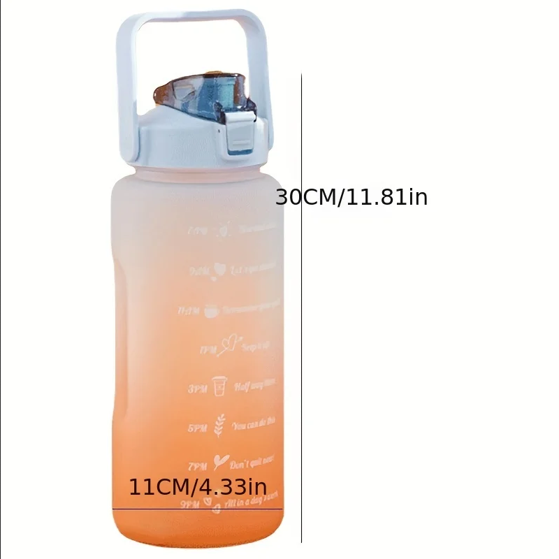 Thumbnail: 2 Liter Water Bottle Stay Hydrated Motivated Leak proof Plastic Sport Bottle Rem