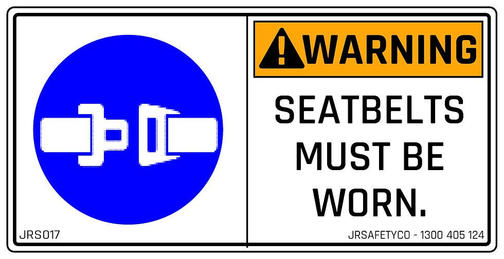 Seatbelts Must Be Worn Sticker