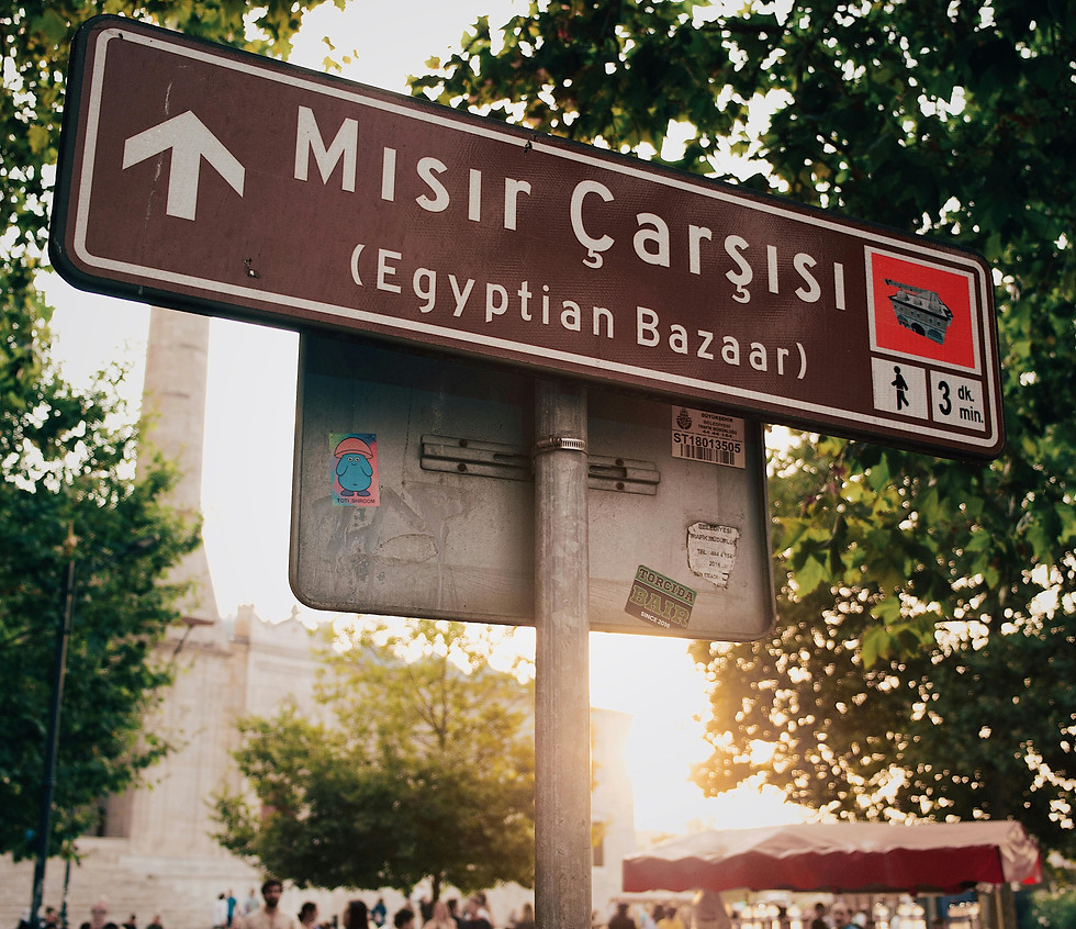 Historic Spice Bazaar in Istanbul with colorful spice stalls
