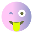 Gesicht mit der Zunge zwinkern