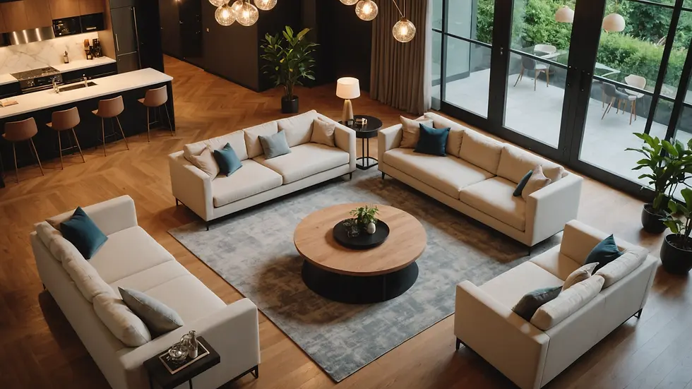 High angle view of a modern eco-friendly lounge area