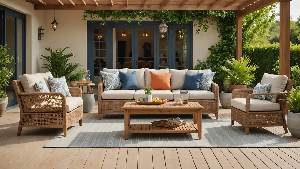 Eye-level view of a stylish eco-friendly patio set