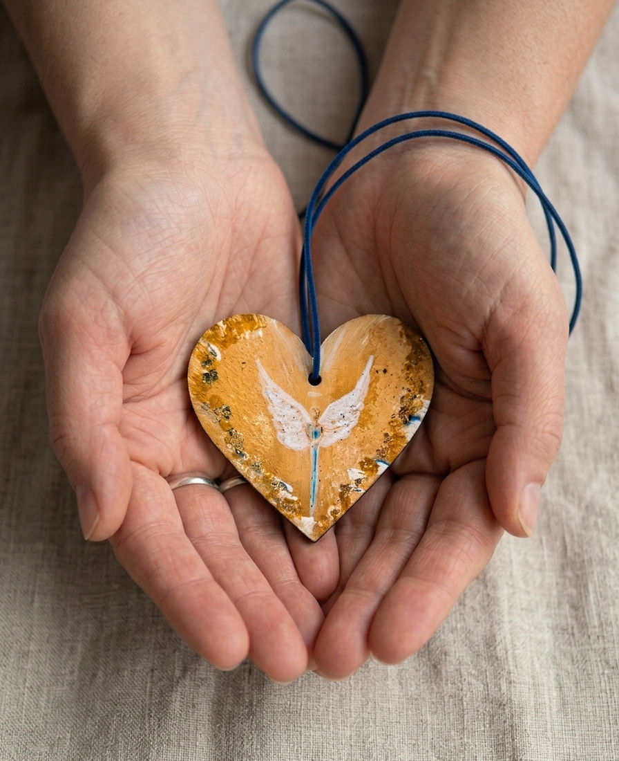 Handbemalter Holzherz-Anhänger 5cm Unikat Kunstgeschenk ElisasColorfulART