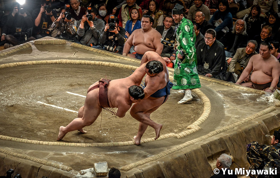 Sumo wrestling in Kokugikan, Japan