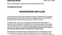 Columbia County Fire Season Burn Ban