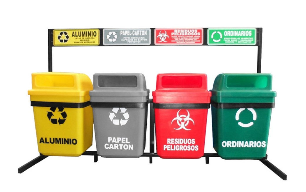 Punto Ecológico 180Ltrs tapa alta, 4 puestos