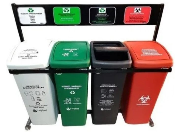 Punto Ecológico 55Ltrs vaivén, 4 puestos