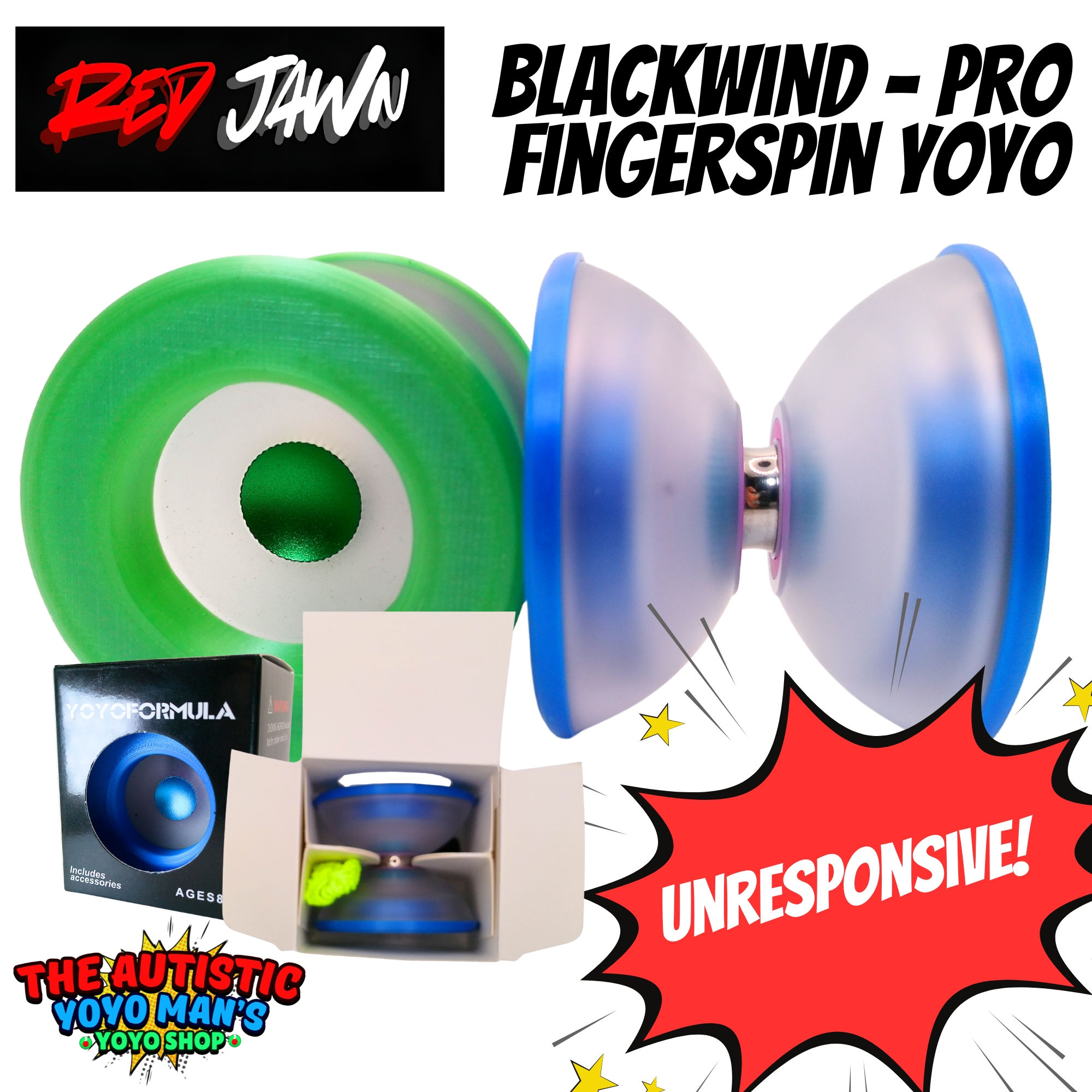 Red Jawn/YoyoFormula Blackwind - Pro Fingerspin Yoyo
