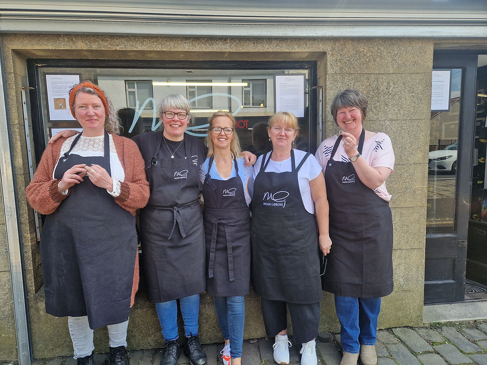 Proud participants showing off their handmade sterling silver rings after completing the first ever class at Mhairi Gibbons Jewellery Workshop & Learning Centre.