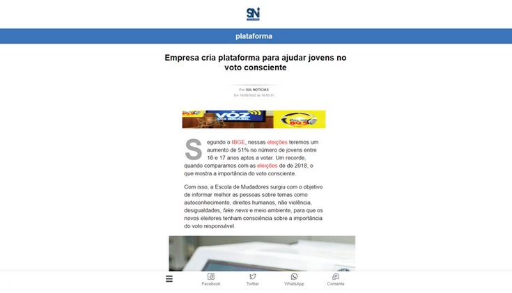 Empresa cria plataforma para ajudar jovens no voto consciente
