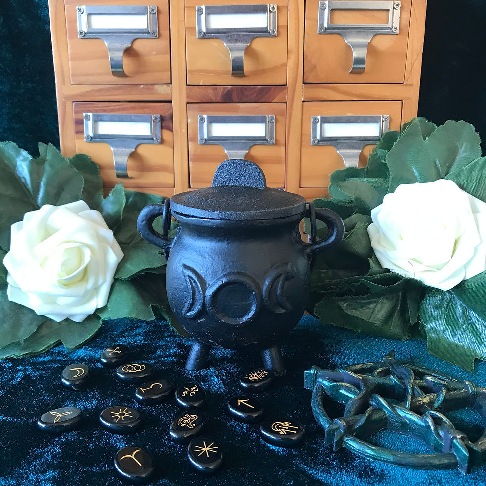 Thumbnail: Cast Iron Cauldron with Triple Moon 6.5x13cm