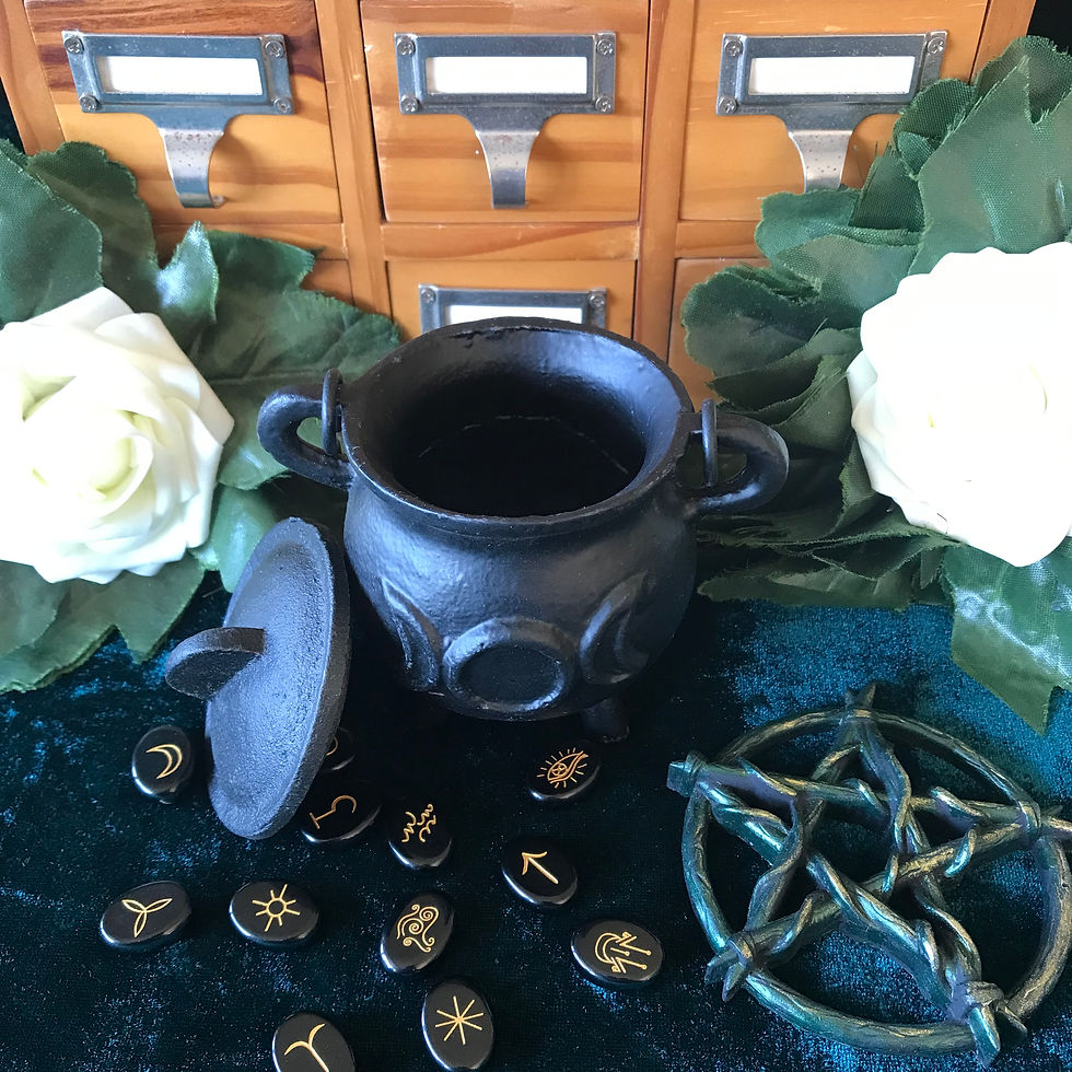 Thumbnail: Cast Iron Cauldron with Triple Moon 6.5x13cm