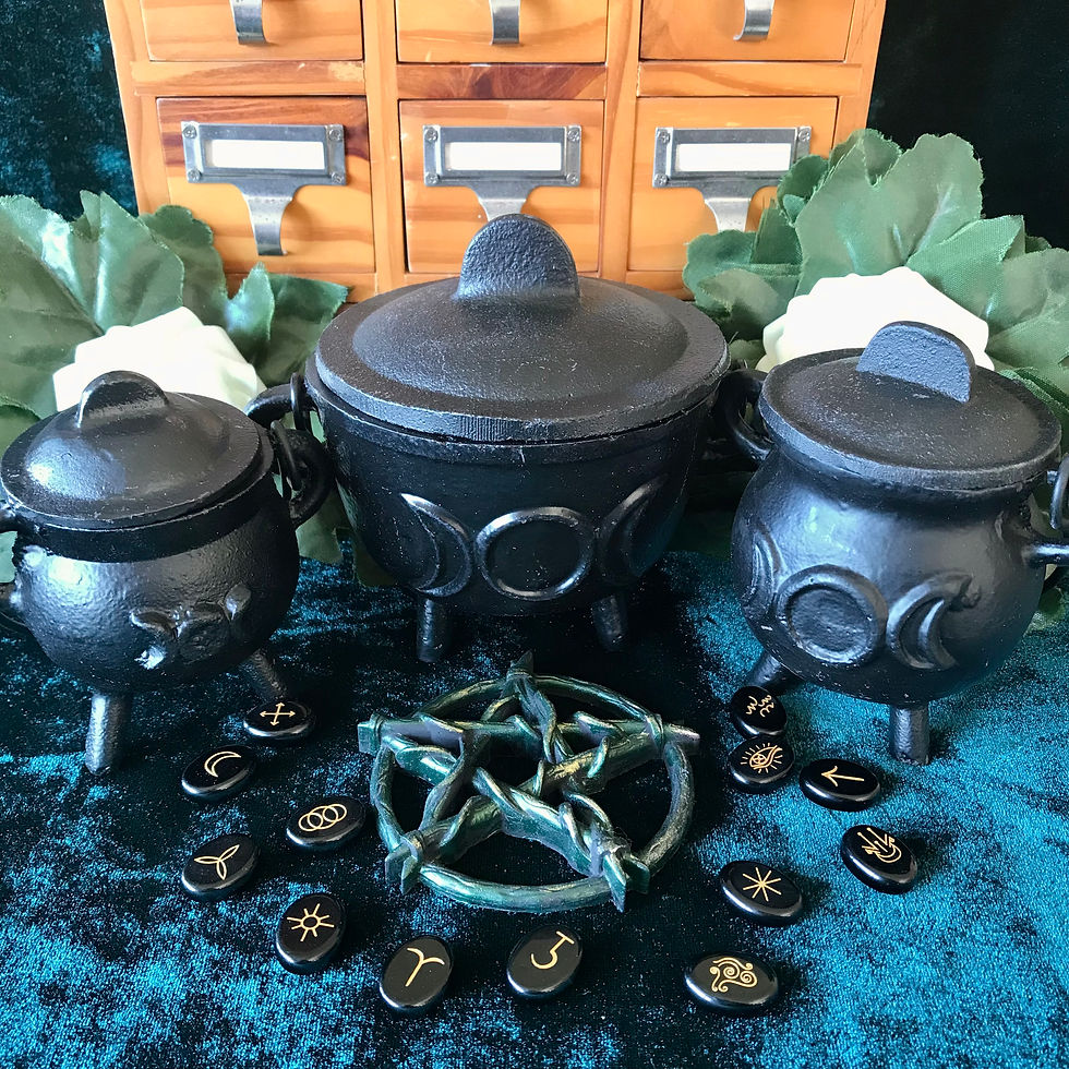 Thumbnail: Cast Iron Cauldron with Triple Moon 6.5x13cm