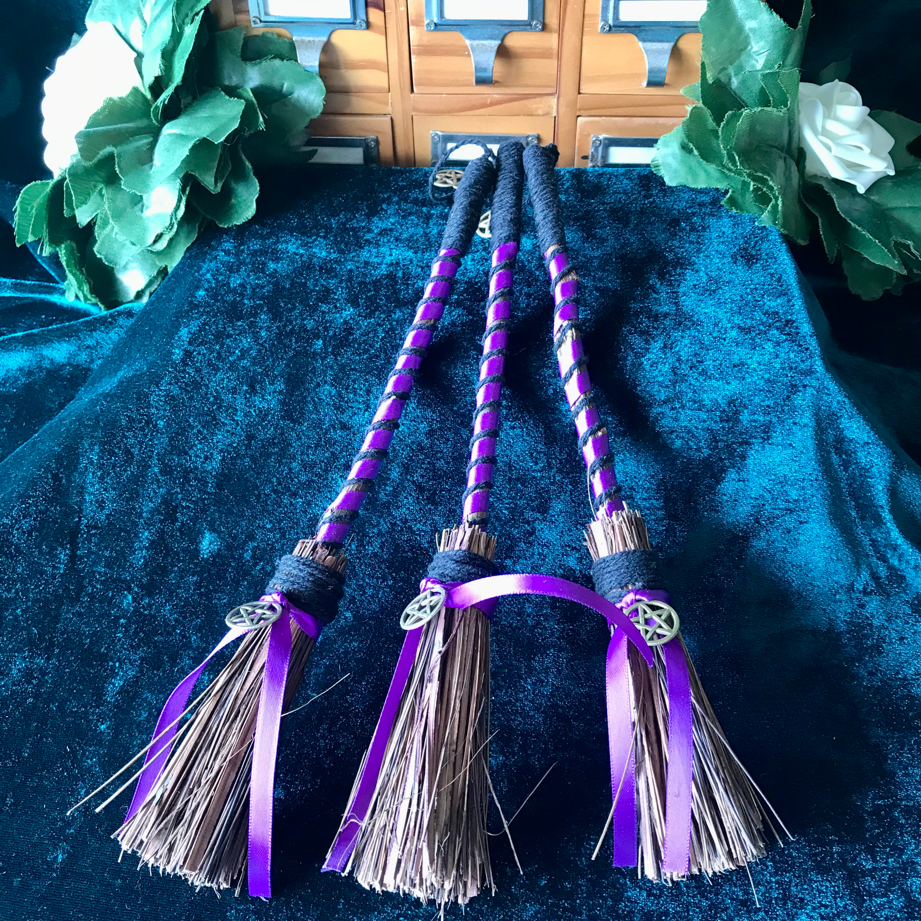 Medium Altar Besoms - Black & Purple