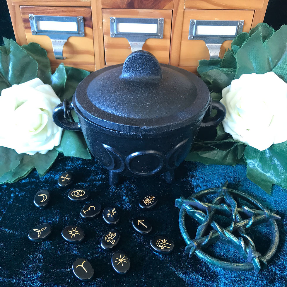 Thumbnail: Cast Iron Cauldron with Triple Moon 11x13cm