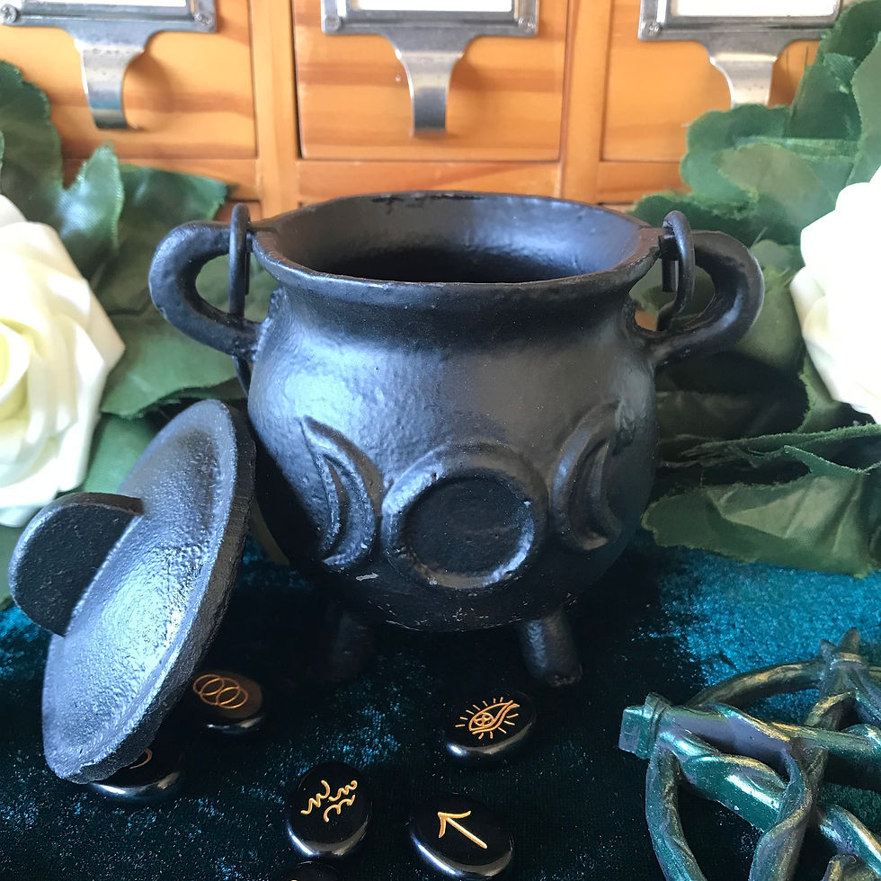 Thumbnail: Cast Iron Cauldron with Triple Moon 6.5x13cm