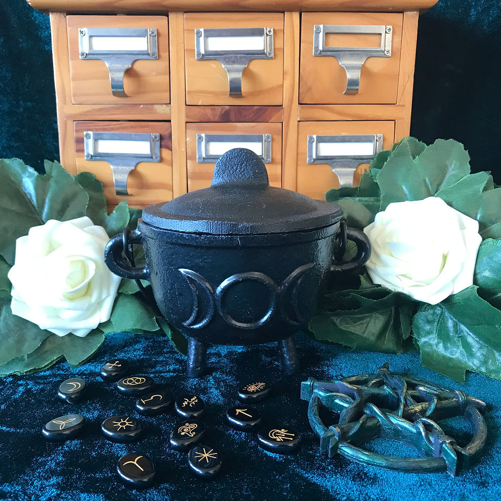Thumbnail: Cast Iron Cauldron with Triple Moon 11x13cm