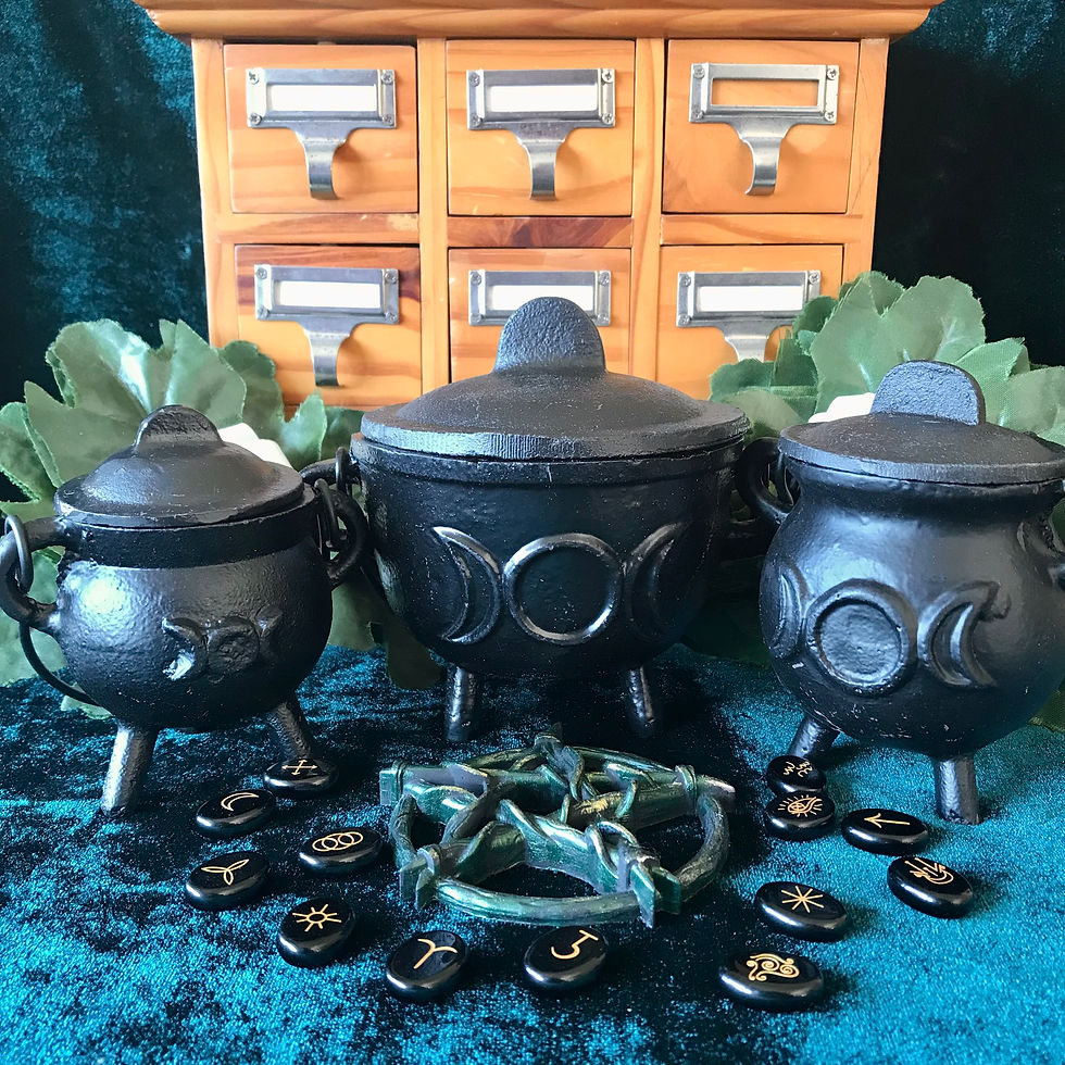 Thumbnail: Cast Iron Cauldron with Triple Moon 11x13cm