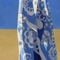 oilpainting of a boy wrapped in towel at the beach, the first painting how my whole vision of 'the project' came to life.