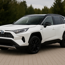 Biała Toyota RAV4 stoi na placu