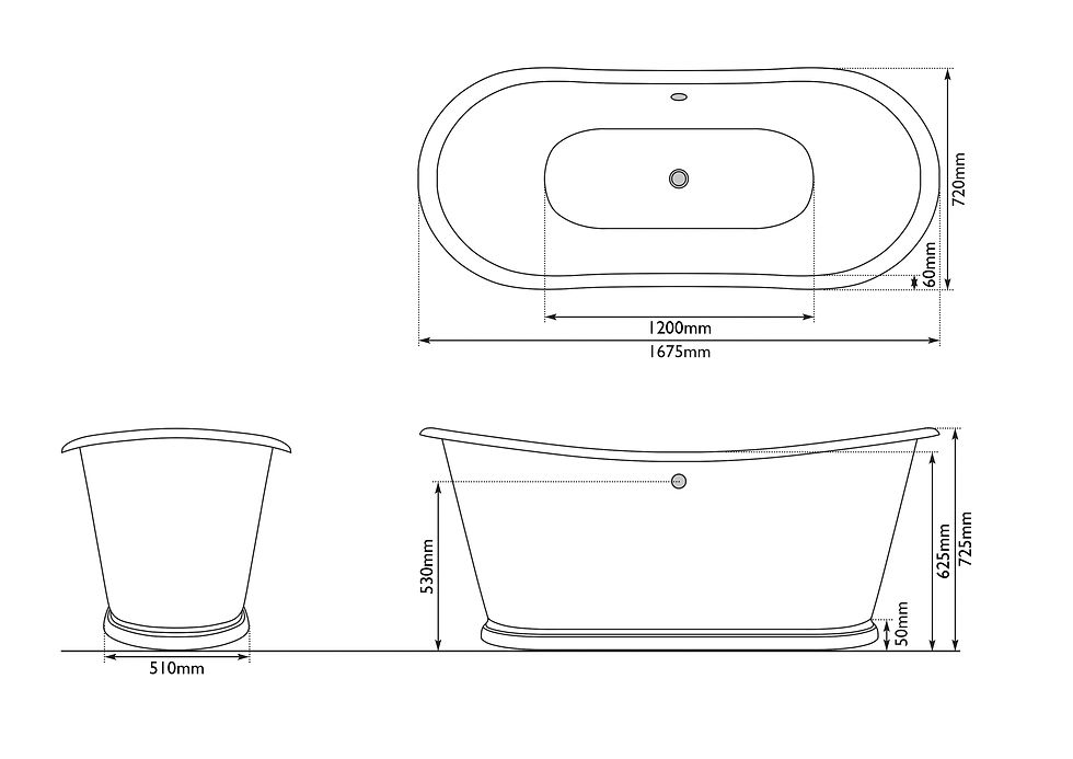 Thumbnail: Hurlingham Caravel Cast Iron Bateau Bath  1675 x 720mm