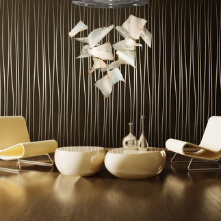blank pages drop pendant in contemporary living room setting