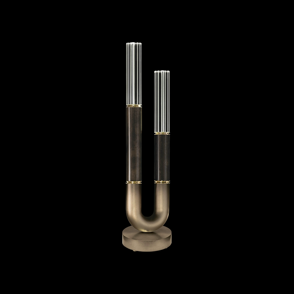 Thumbnail: Antonia Table lamp by Fine Art Handcrafted Lighting with ombre bronze finish brass metal detail and charcoal parchment