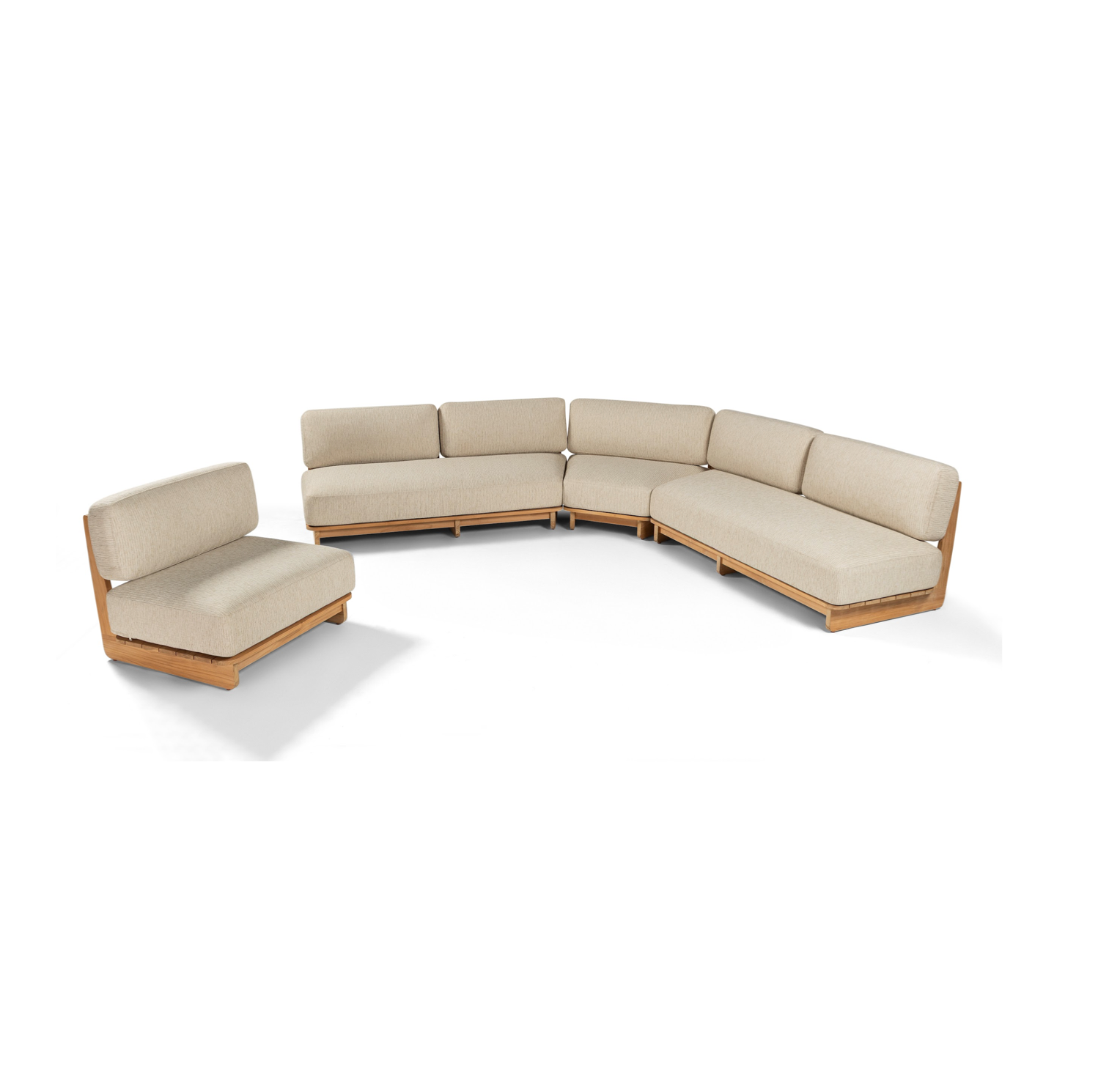 lily teak modular outdoor sofa in weather proof fabric