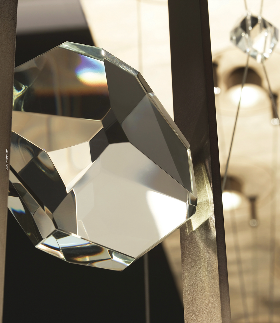 Thumbnail: close up Aria faceted optic crystal LED ceiling pendant charm options Fine Art Handcrafted Lighting