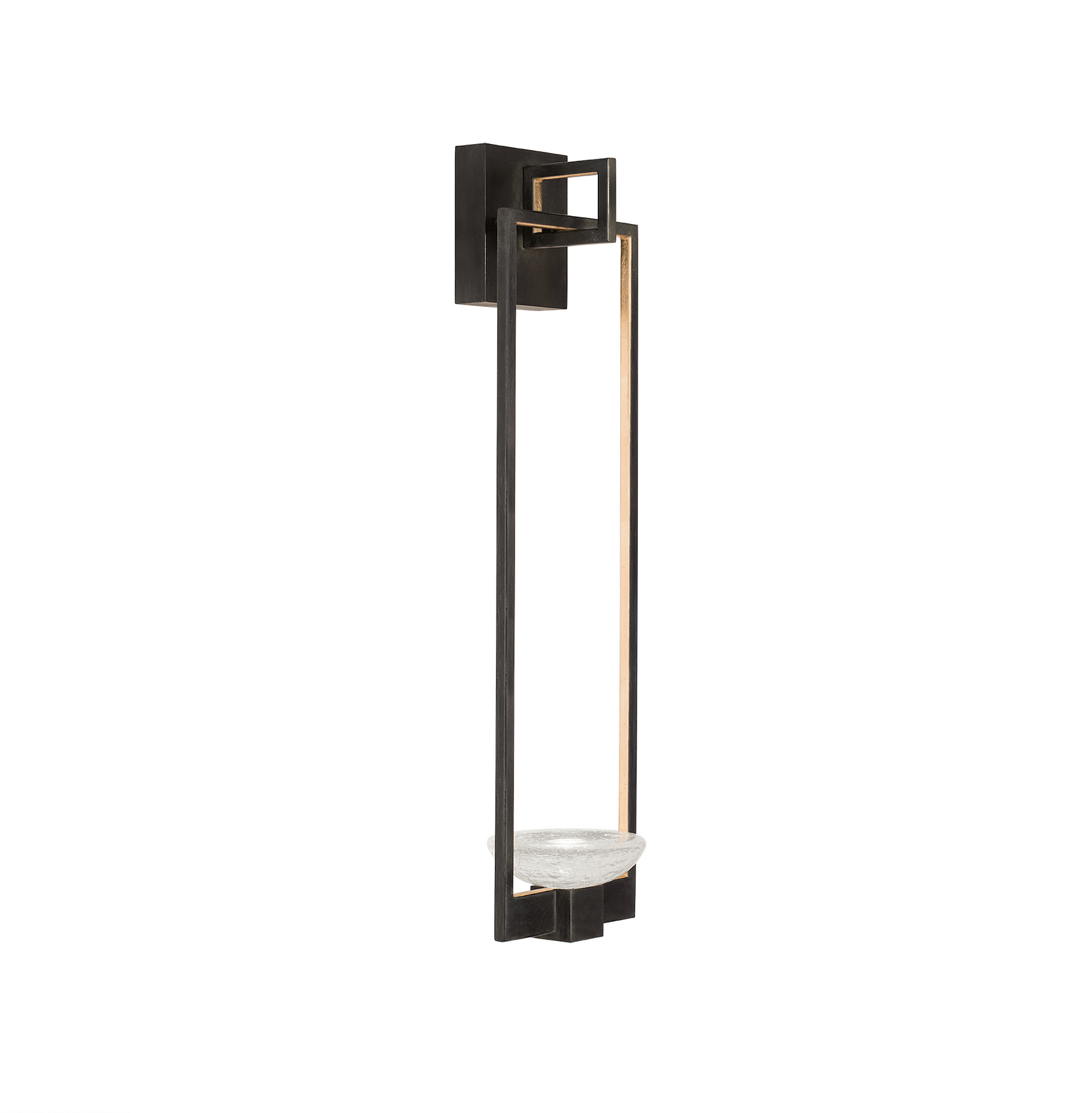 Delphi wall light metal work and studio glass