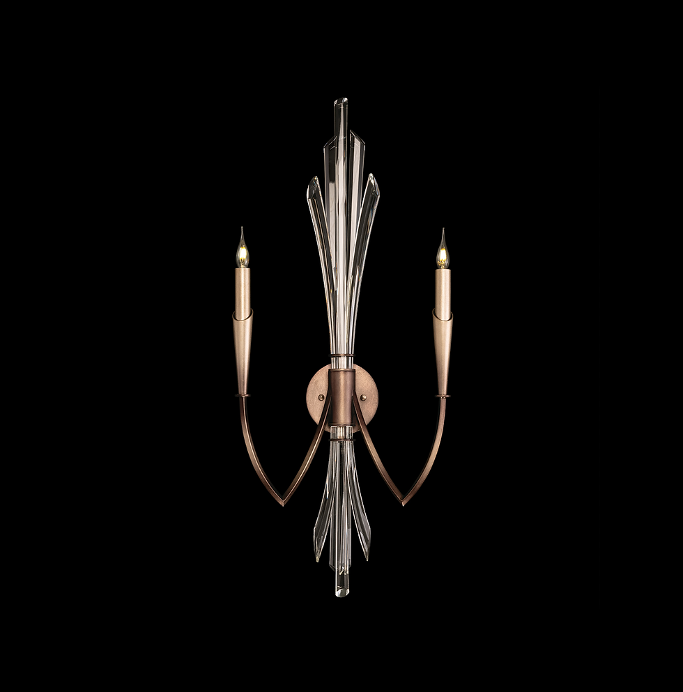 trevi metal two arm wall light with curved crystals in bronze ombre finish by Fine Art Handcrafted Lighting