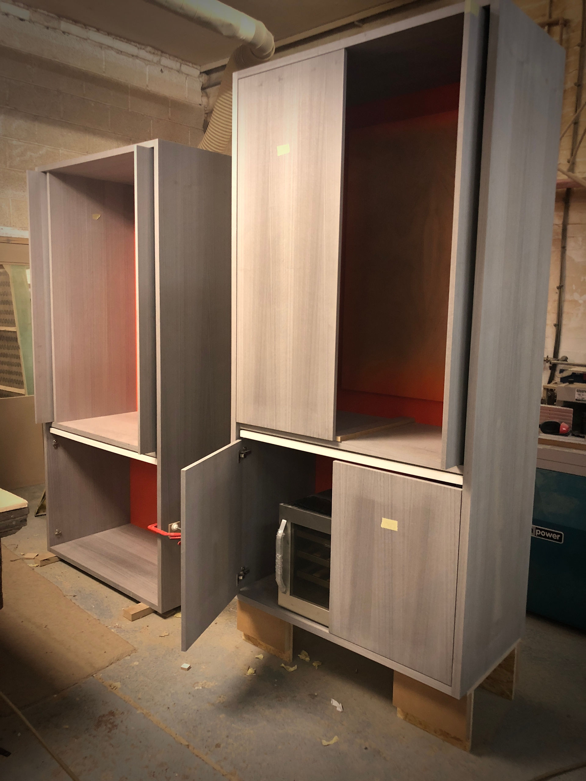 a pair of drinks cabinet in production in our british worksop setting