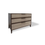 Thumbnail: ellipse wood chest of drawers with three drawers tapered wooden legs and stamped leather drawer front inlays