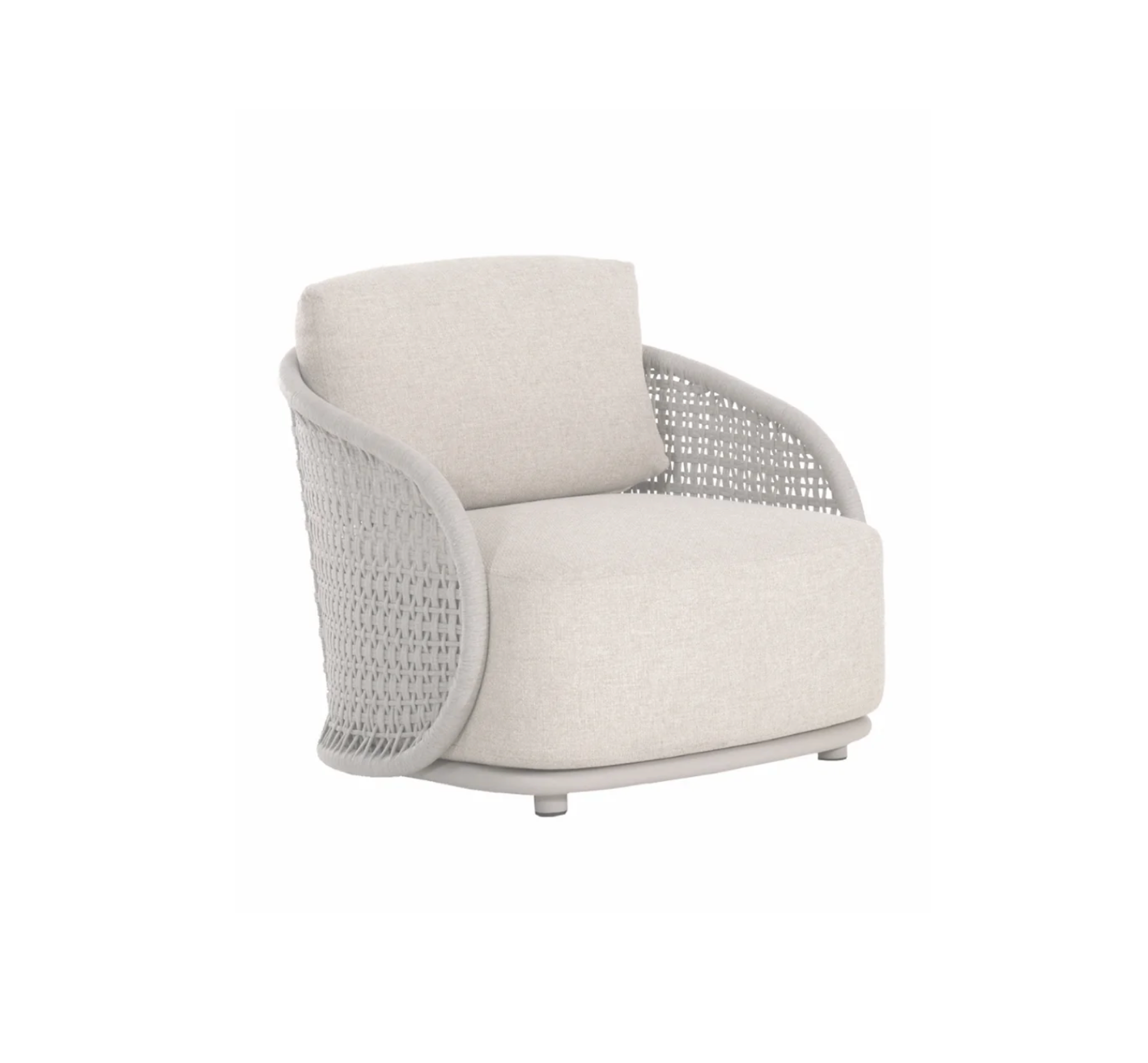 woven outdoor lounge chair in weather proof fabric