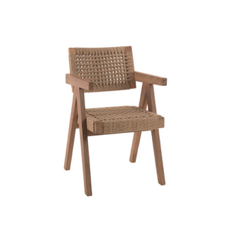 recycled teak outdoor dining chair with arms 