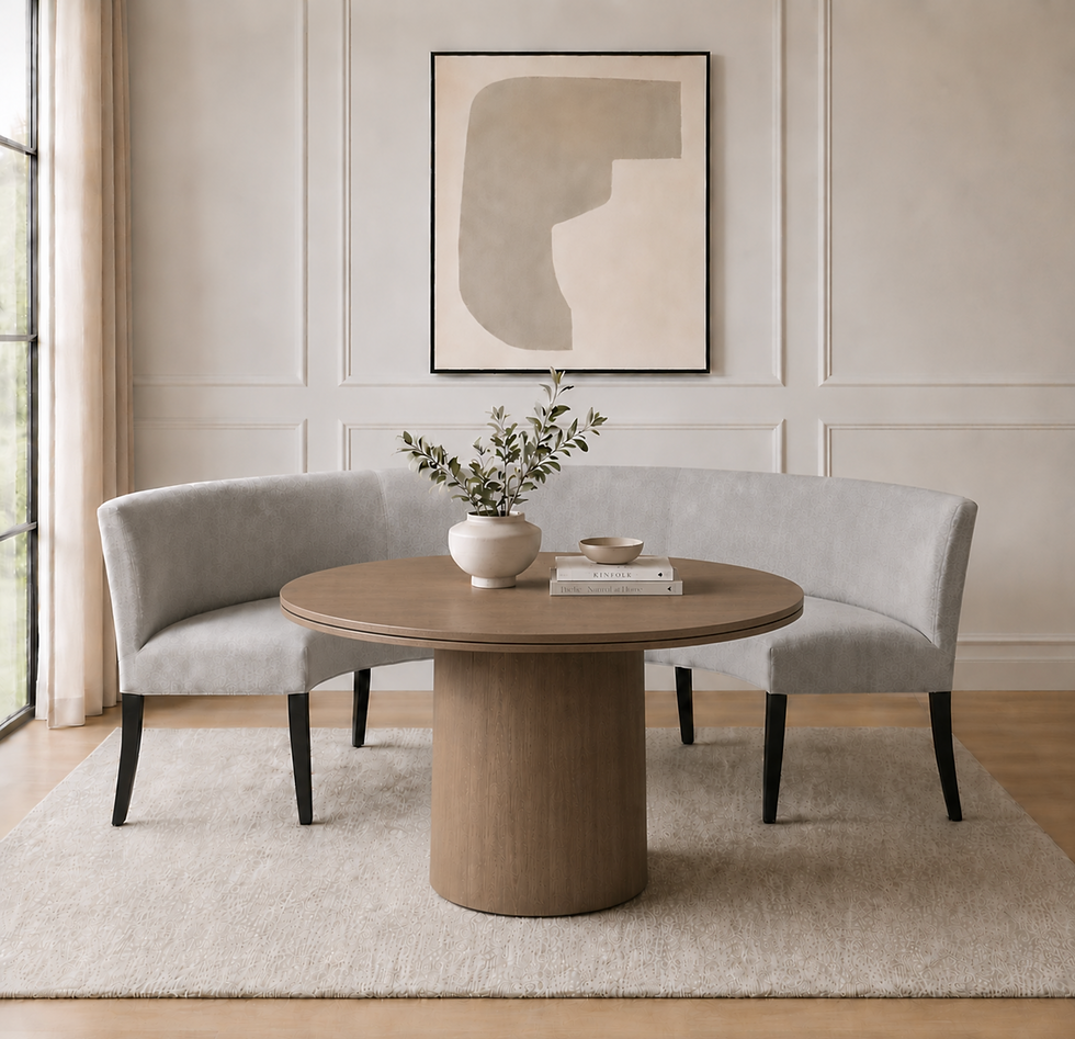 Cylin bench and dining table in situ
