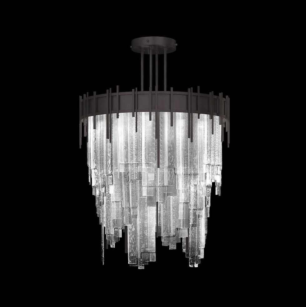Thumbnail: arpeggio round pendant with midnight steel finish pendant with clear layered  glass