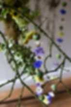Floral Garland made from Poppies, Catanache and Cornflowers.
