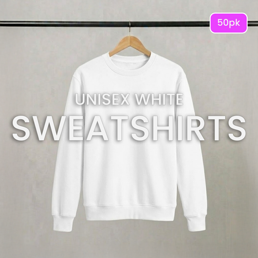 Unisex White Sweatshirts (50pk)