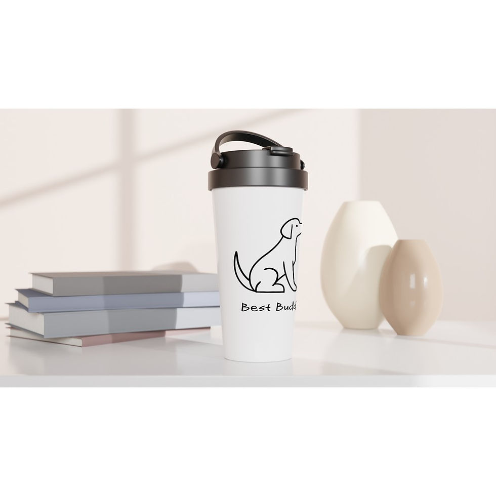 Miniaturbild: Personalisierbarer Reisebecher weiß aus Edelstahl