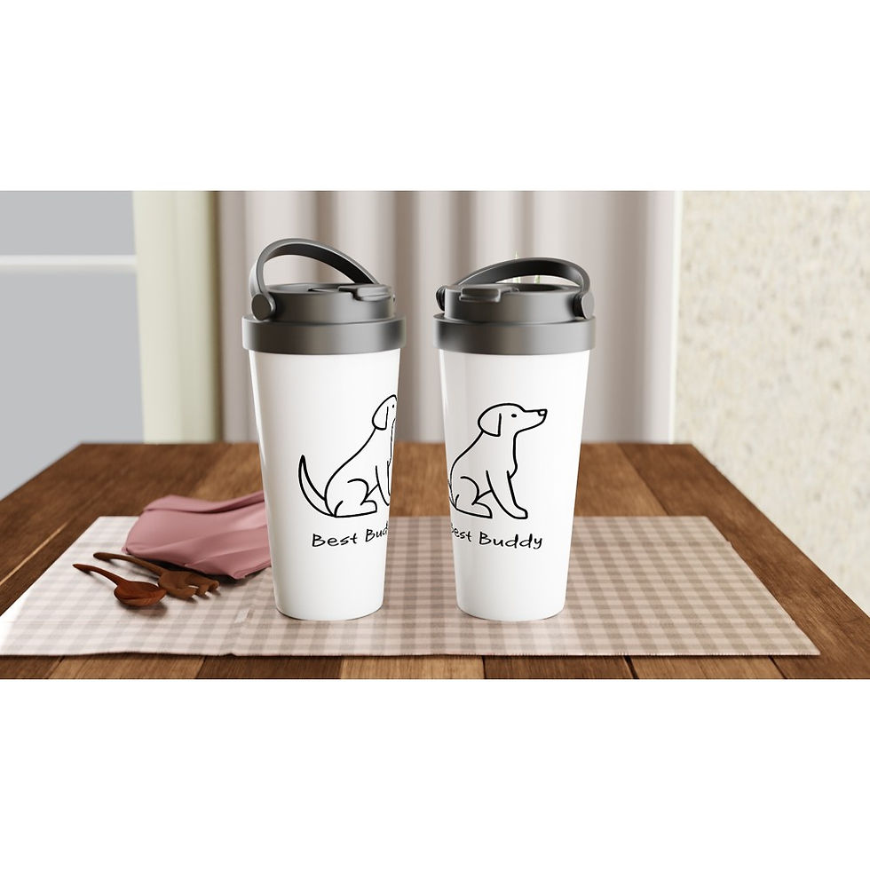 Miniaturbild: Personalisierbarer Reisebecher weiß aus Edelstahl