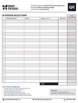 In-person sales form of Fundraising Pizza Card