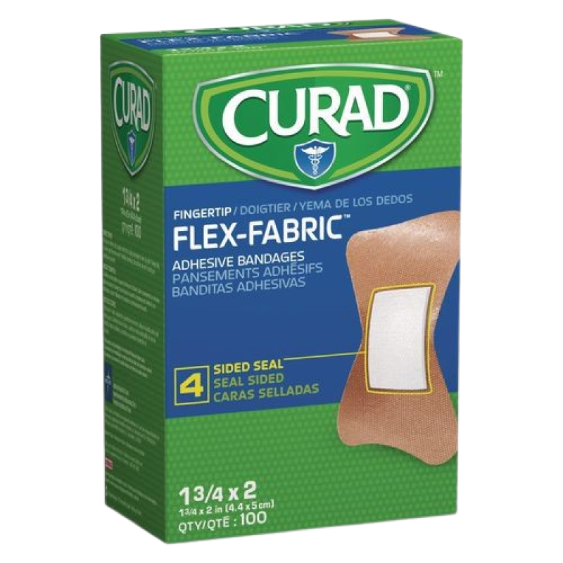 Bandages-Curad FLEX-FABRIC Adhesive Bandages- 1.25"X2" Strips -1000Ct